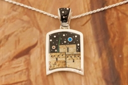 Calvin Begay Starry Night at the Pueblo Sterling Silver Pendant